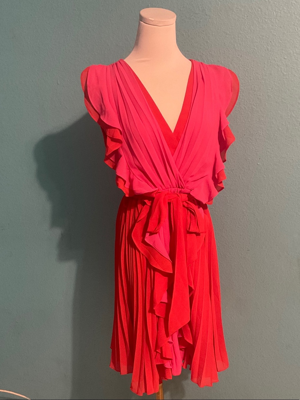The Clothing Company Ruffled V-Neck Tie-Waist Dress